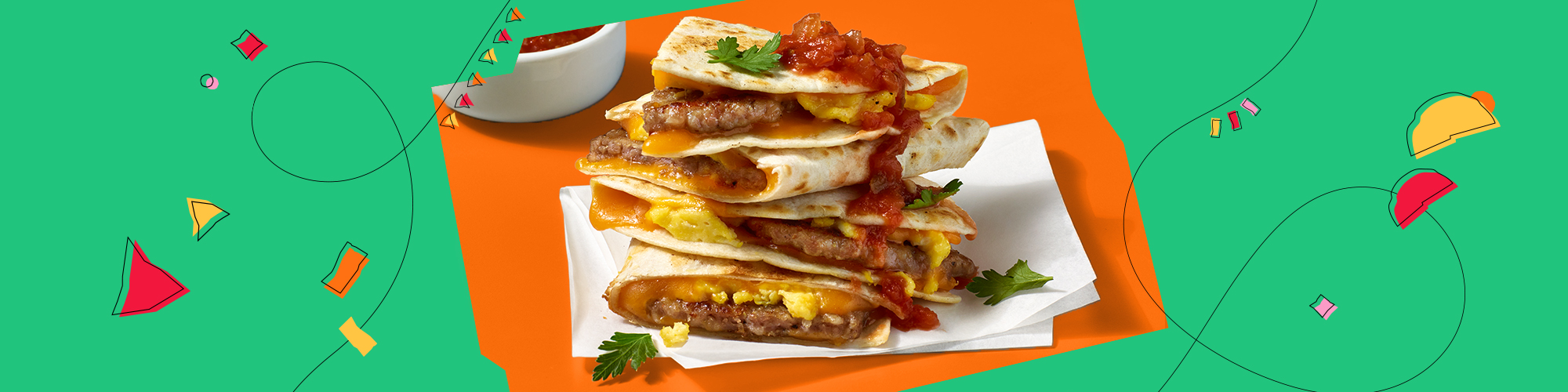 Egg Sausage and Cheese Quesadilla