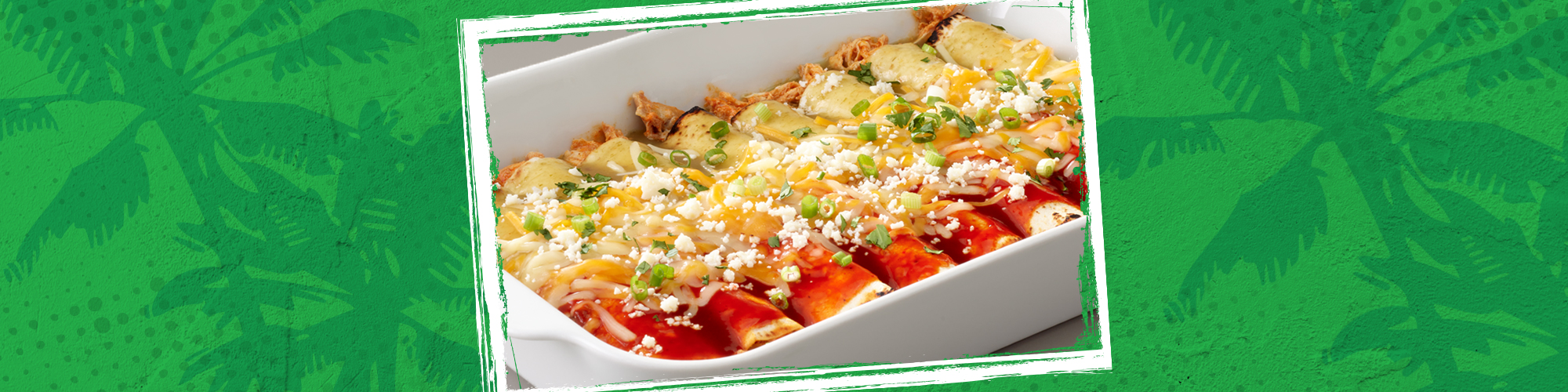 Smoky Four Cheese Red and Green Enchiladas